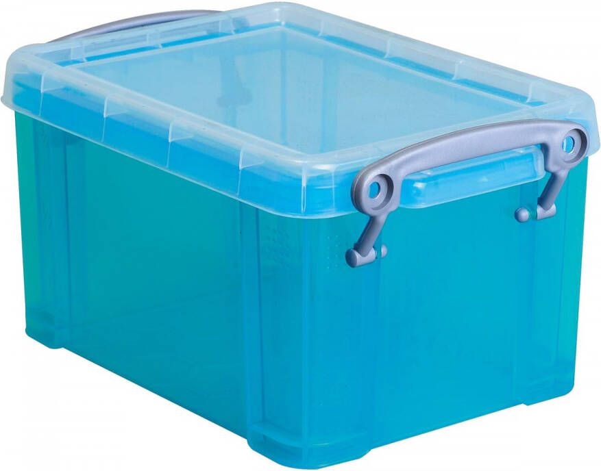 Really Useful Boxes van stevig kunststof | VindiQ Really Useful Box opbergdoos 1 6 liter transparant helblauw