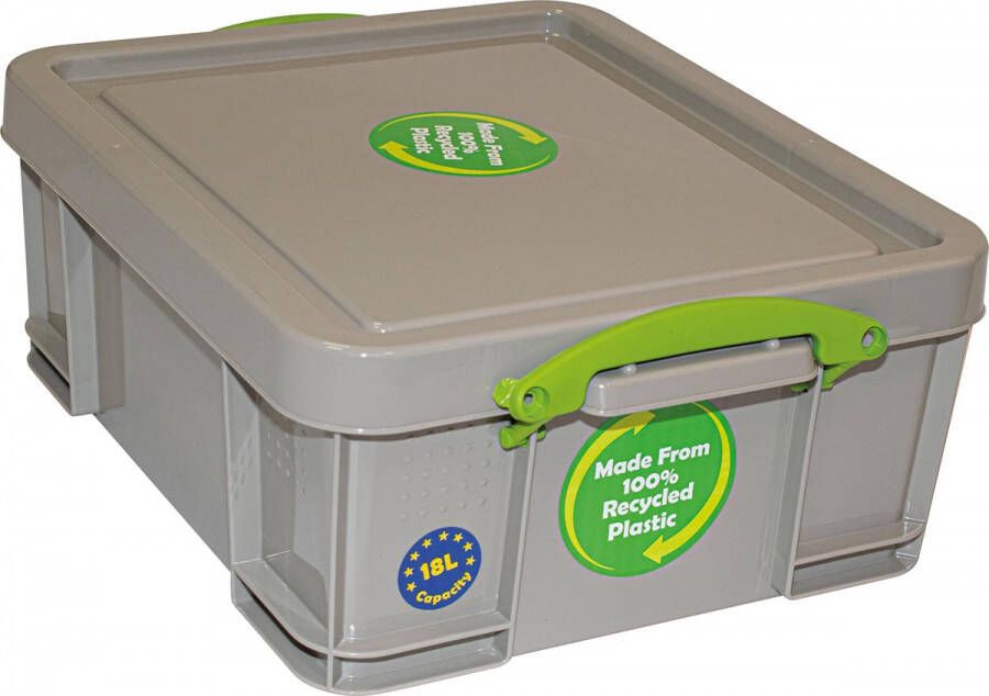 Really Useful Boxes van stevig kunststof | VindiQ Really Useful Box opbergdoos 18 liter gerecycleerd grijs