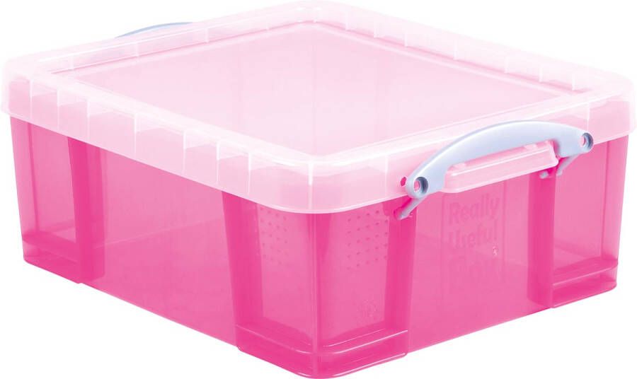 Really Useful Boxes van stevig kunststof | VindiQ Really Useful Box opbergdoos 18 liter transparant roze