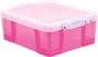 Really Useful Boxes van stevig kunststof | VindiQ Really Useful Box opbergdoos 18 liter transparant roze - Thumbnail 1