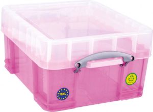 Really Useful Boxes van stevig kunststof | VindiQ Really Useful Box opbergdoos 18 liter XL transparant roze