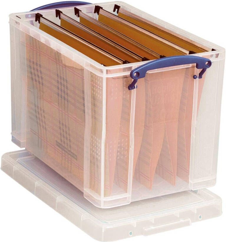 Really Useful Boxes van stevig kunststof | VindiQ Really Useful Box opbergdoos 19 liter hangmappenkoffer transparant