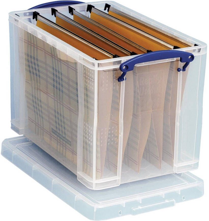 Really Useful Boxes van stevig kunststof | VindiQ Really Useful Box opbergdoos 19 liter hangmappenkoffer inclusief 10 hangmappen transparant