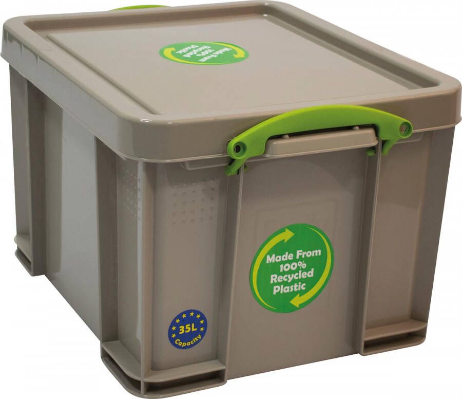 Really Useful Boxes van stevig kunststof | VindiQ Really Useful Box opbergdoos 35 liter gerecycleerd grijs