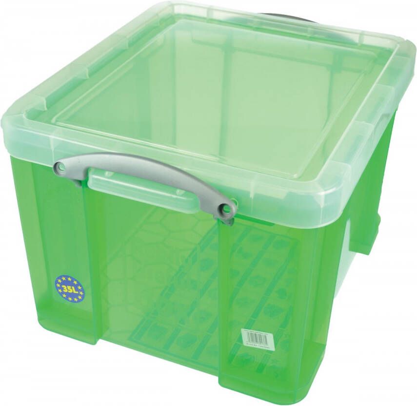 Really Useful Boxes van stevig kunststof | VindiQ Really Useful Box opbergdoos 35 liter transparant groen