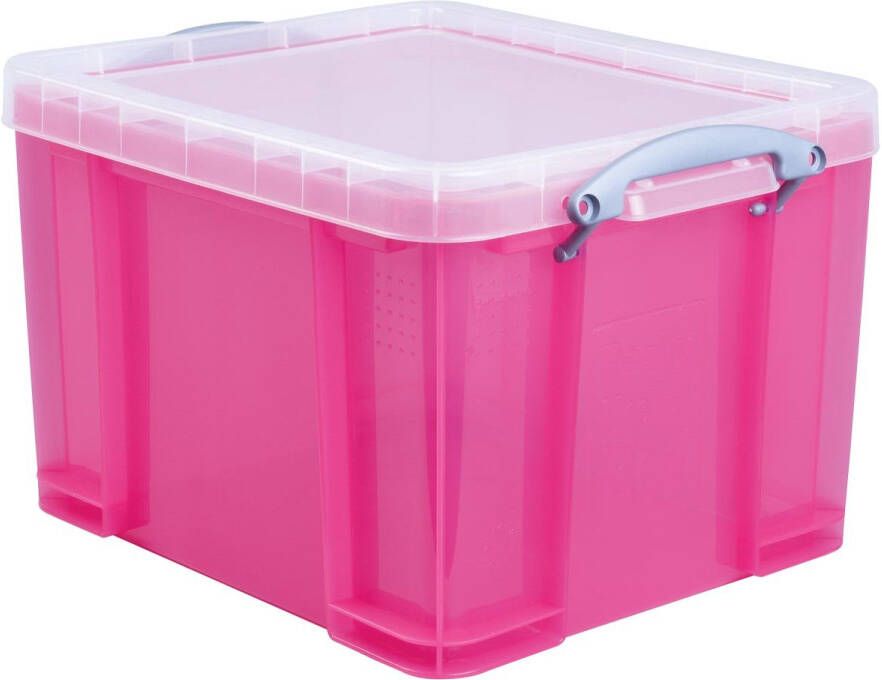 Really Useful Boxes van stevig kunststof | VindiQ Really Useful Box opbergdoos 35 liter transparant helroze