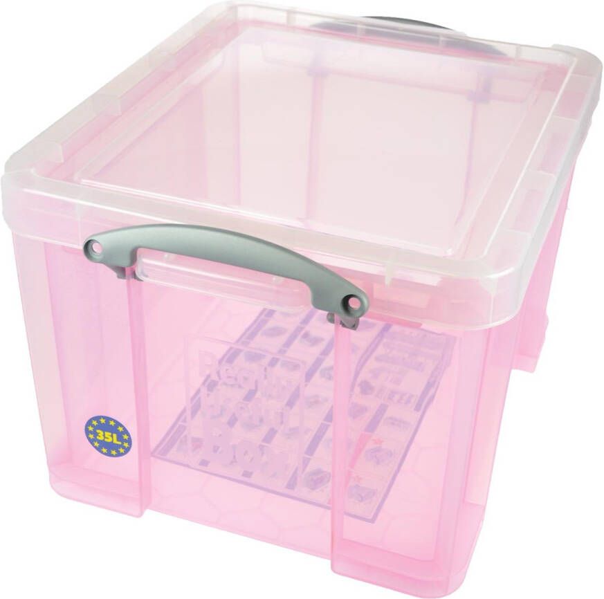 Really Useful Boxes van stevig kunststof | VindiQ Really Useful Box opbergdoos 35 liter transparant roze