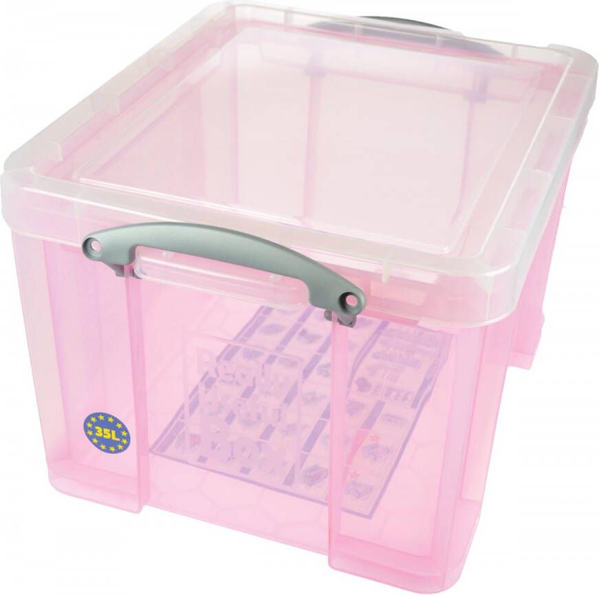 Really Useful Boxes van stevig kunststof | VindiQ Really Useful Box opbergdoos 35 liter transparant roze