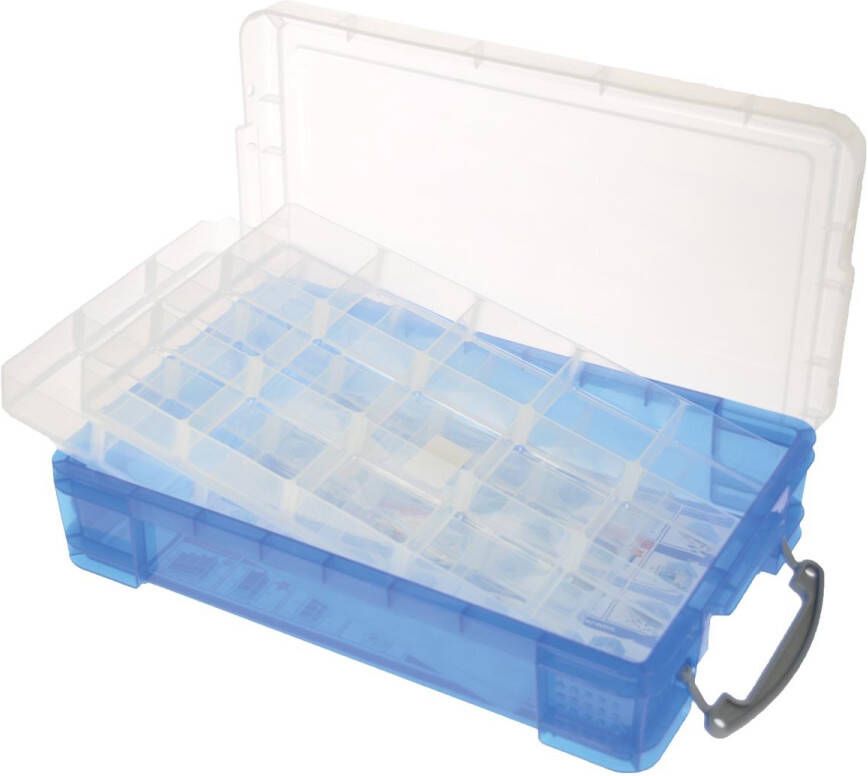 Really Useful Boxes van stevig kunststof | VindiQ Really Useful Box opbergdoos 4 liter met 2 dividers transparant blauw