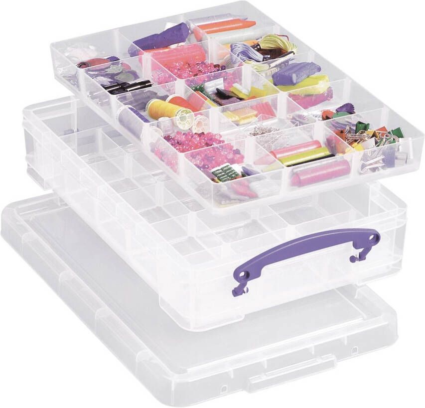 Really Useful Boxes van stevig kunststof | VindiQ Really Useful Box opbergdoos 4 liter met 2 dividers transparant