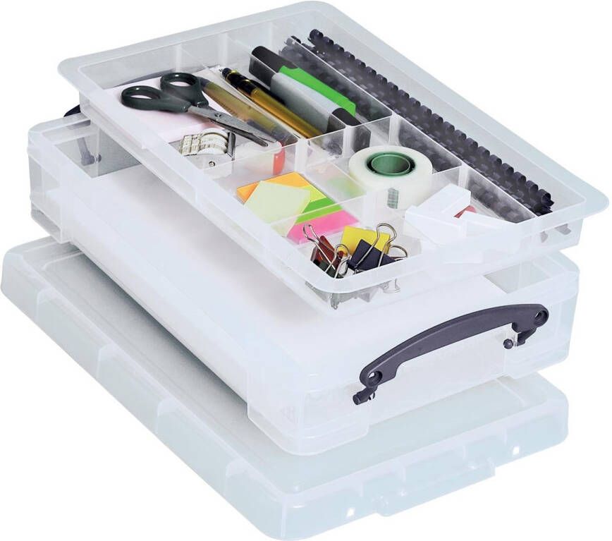 Really Useful Boxes van stevig kunststof | VindiQ Really Useful Box opbergdoos 4 liter met divider transparant
