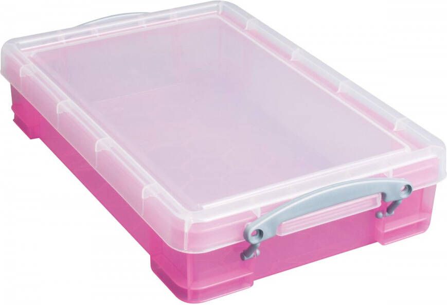 Really Useful Boxes van stevig kunststof | VindiQ Really Useful Box opbergdoos 4 liter transparant roze
