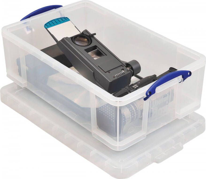 Really Useful Boxes van stevig kunststof | VindiQ Really Useful Box 50l transparant per stuk verpakt in karton