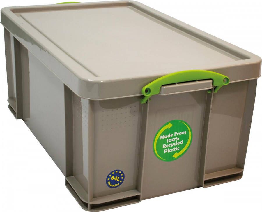 Really Useful Boxes van stevig kunststof | VindiQ Really Useful Box opbergdoos 64 liter gerecycleerd grijs