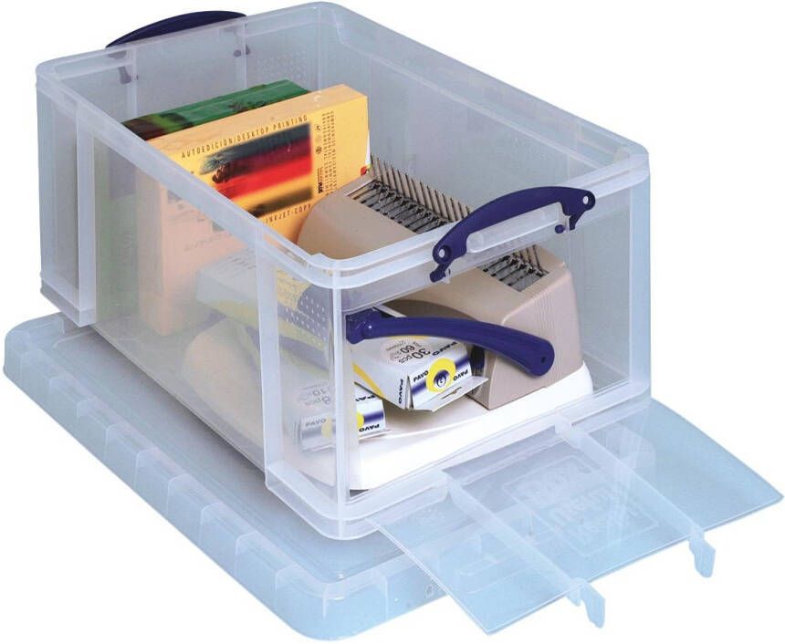 Really Useful Boxes van stevig kunststof | VindiQ Really Useful Box opbergdoos 64 liter met opening aan de voorkant transparant