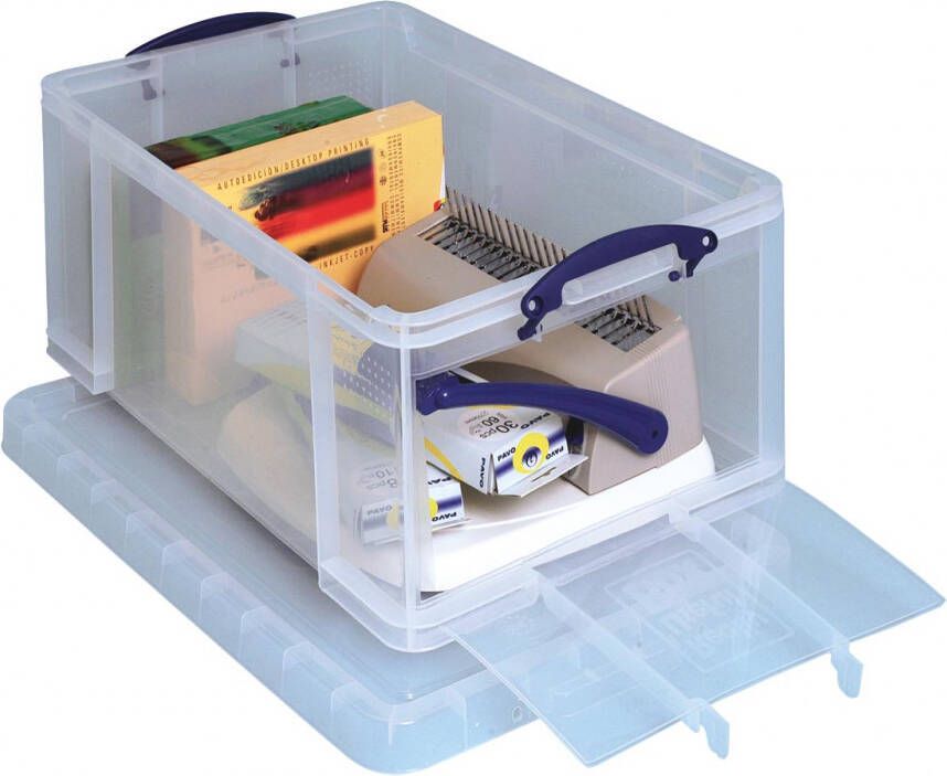 Really Useful Boxes van stevig kunststof | VindiQ Really Useful Box opbergdoos 64 liter met opening aan de voorkant transparant