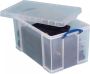 Really Useful Boxes van stevig kunststof | VindiQ Really Useful Box 84 liter transparant per stuk verpakt in karton - Thumbnail 1
