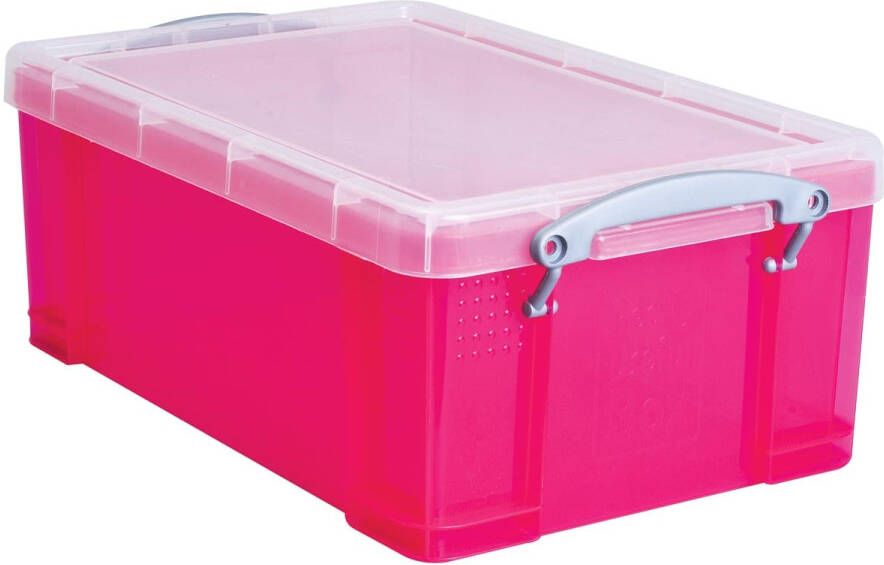 Really Useful Boxes van stevig kunststof | VindiQ Really Useful Box opbergdoos 9 liter transparant felroze
