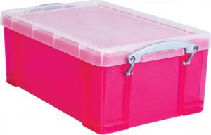 Really Useful Boxes van stevig kunststof | VindiQ Really Useful Box opbergdoos 9 liter transparant felroze