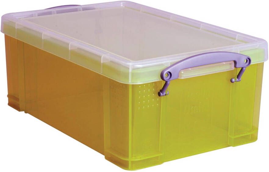 Really Useful Boxes van stevig kunststof | VindiQ Really Useful Box opbergdoos 9 liter transparant geel