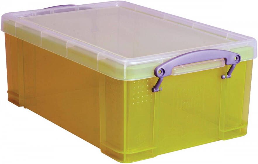 Really Useful Boxes van stevig kunststof | VindiQ Really Useful Box opbergdoos 9 liter transparant geel