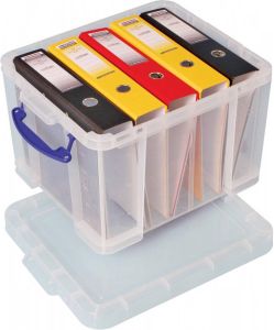 Really Useful Boxes van stevig kunststof | VindiQ Really Useful Box 35 liter transparant per stuk verpakt in karton