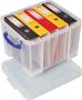 Really Useful Boxes van stevig kunststof | VindiQ Really Useful Box 35 liter transparant per stuk verpakt in karton - Thumbnail 1