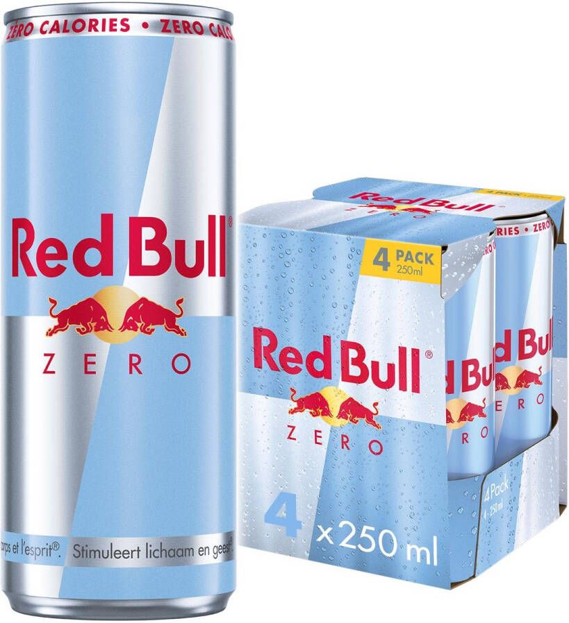 Red Bull energiedrank zero blik van 25 cl pak van 4 stuks