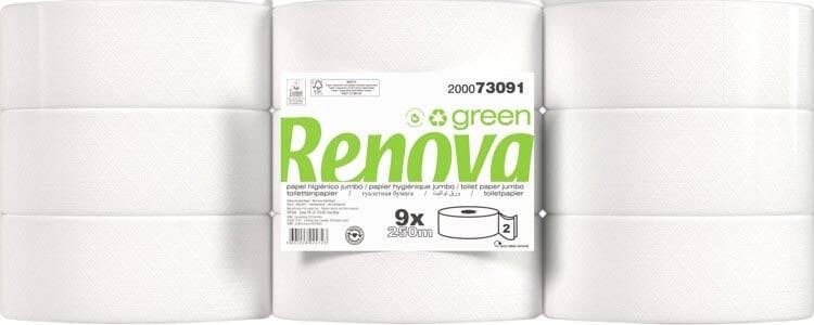 Renova Green toiletpapier Jumbo 2-laags 250 meter pak van 9 rollen