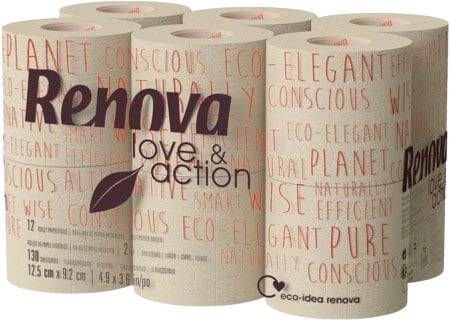 Renova Love & Action toiletpapier 2-laags 130 vel pak van 108 rollen