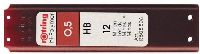 Rotring potloodstiften 0 5 mm HB etui van 12 stuks