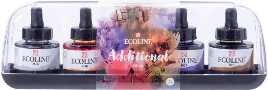 Royal Talens Ecoline waterverf flacon van 30 ml set van 5 flacons in additionele kleuren