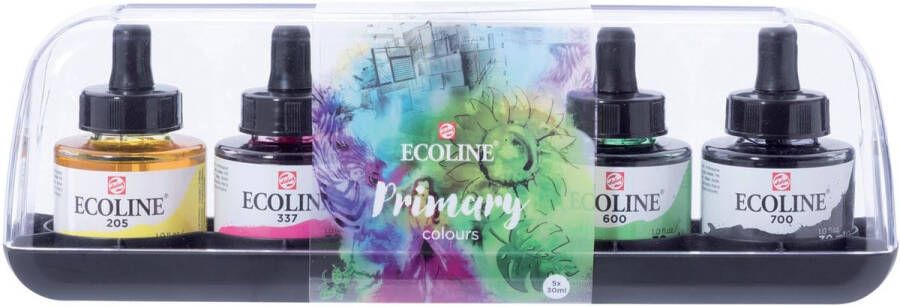 Royal Talens Ecoline waterverf flacon van 30 ml set van 5 flacons in primaire kleuren