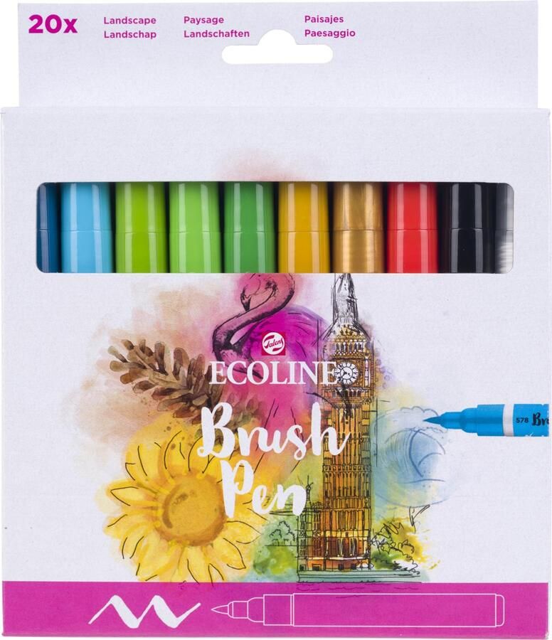 Royal Talens Ecoline Brush pen etui van 20 stuks assorti