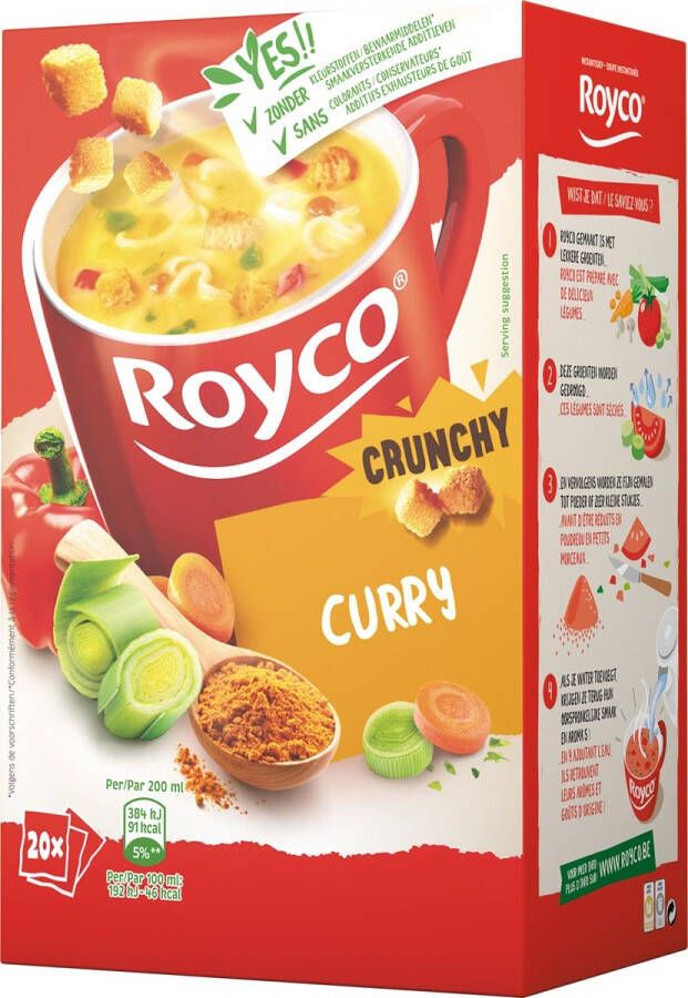 Royco Minute Soup curry met croutons pak van 20 zakjes