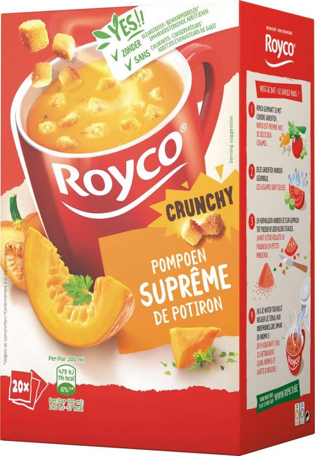 Royco Minute Soup pompoensuprême met croutons pak van 20 zakjes