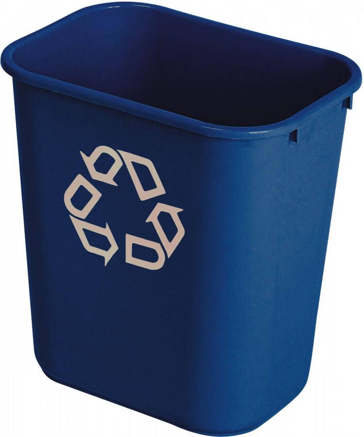 Rubbermaid vuilbak 26 6 l met recycle symbool blauw