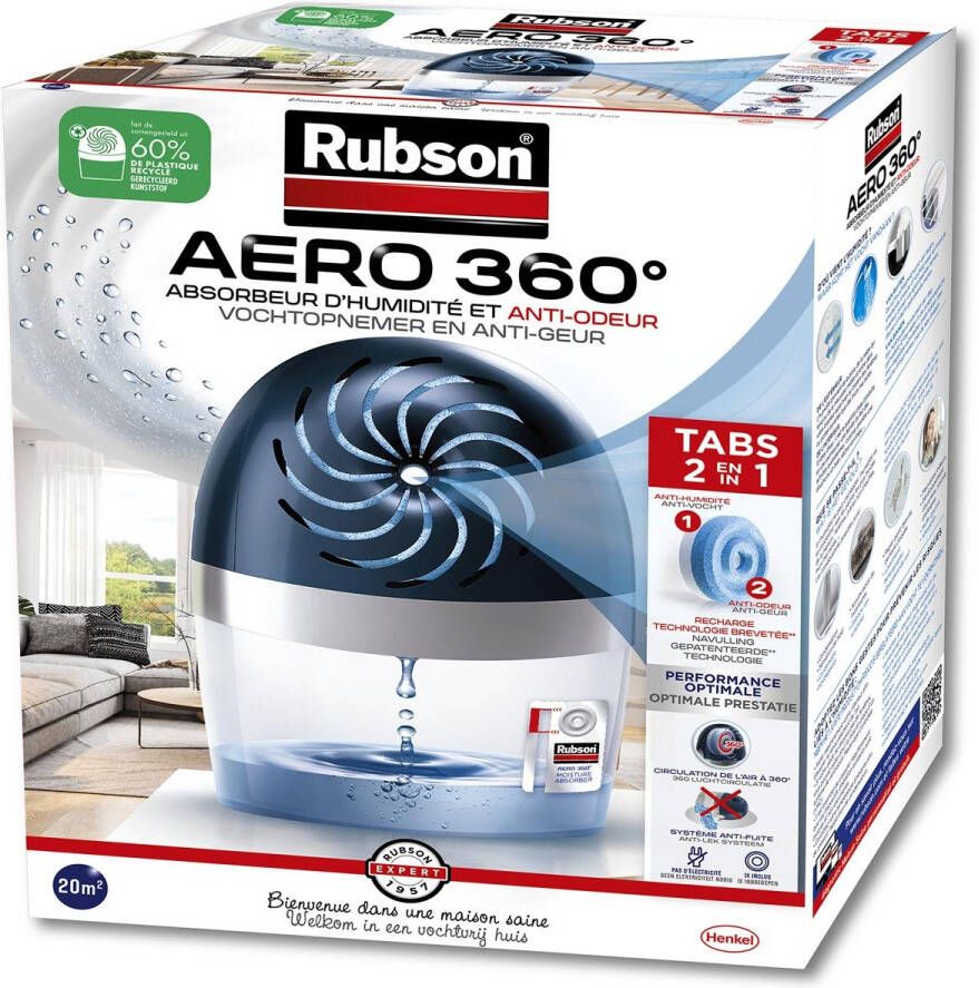 Rubson navulbare ontvochtiger AERO 360 werkt met tabs van 450 gram