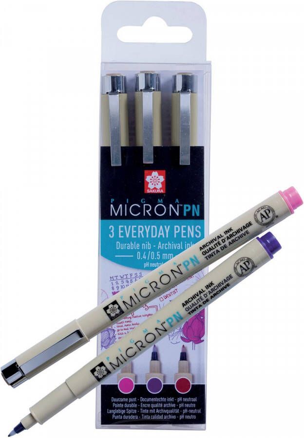 Sakura fineliner Pigma Micron PN Craftfs set van 3 stuks in geassorteerde kleuren