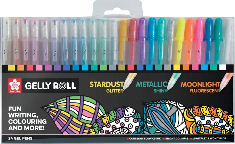 Sakura roller Gelly Roll Mix etui van 24 stuks in geassorteerde kleuren
