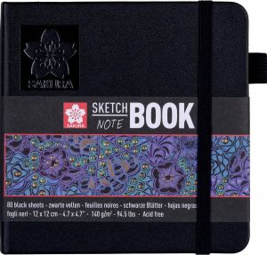 Sakura schetsboek 80 vel 140 g mÂ² ft 12 x 12 cm zwart papier