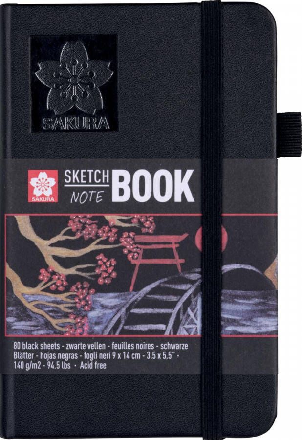 Sakura schetsboek 80 vel 140 g m² ft 9 x 14 cm zwart papier