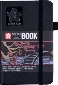 Sakura schetsboek 80 vel 140 g mÂ² ft 9 x 14 cm zwart papier