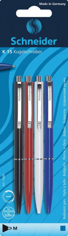 Schneider balpen K15 navulbaar drukknop assorti 4 stuks op blister - Foto 3