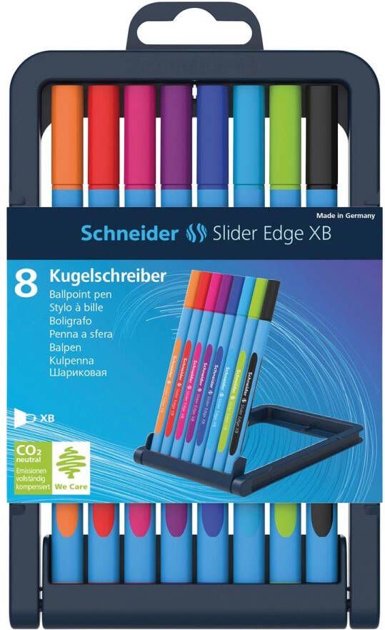 Schneider balpen Slider Edge extra breed geassorteerde kleuren opstelbare doos met 8 stuks