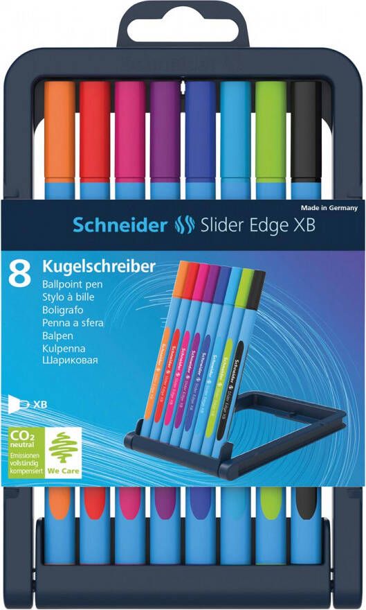 Schneider Balpen Slider Edge XB opstelbare box met 8 stuks in geassorteerde kleuren