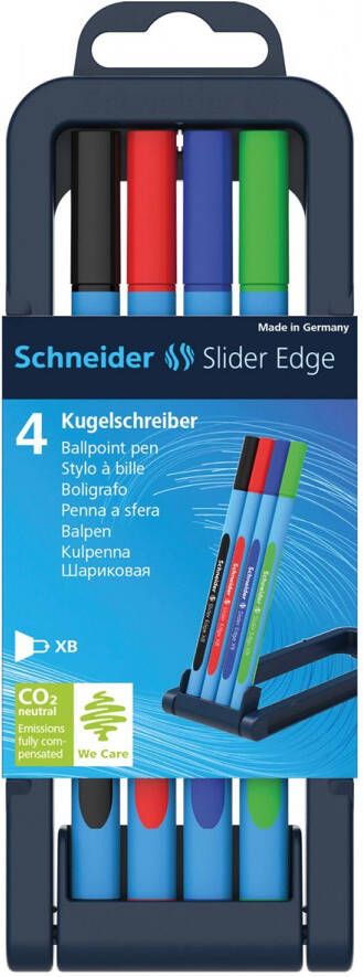 Schneider Balpen Slider Edge XB opstelbare box van 4 stuks in geassorteerde kleuren