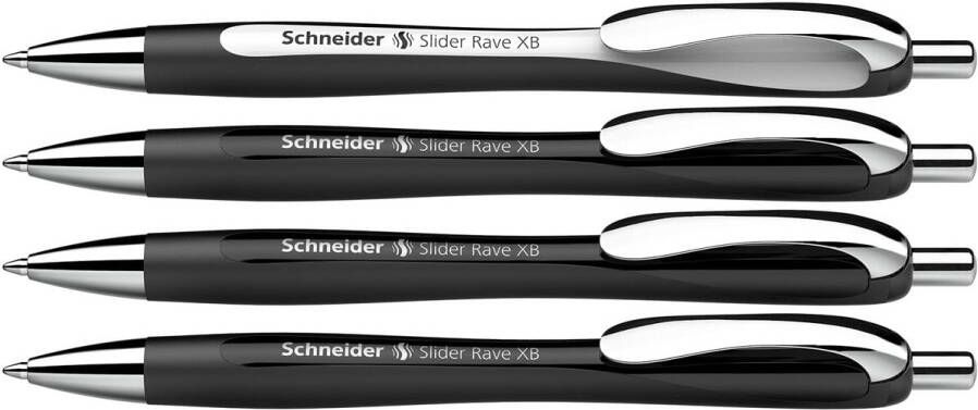 Schneider balpen Slider Rave extra breed blauwe inkt zwart doos van 3 + 1 gratis