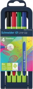 Schneider fineliner Line-Up etui van 4 stuks in geassorteerde kleuren