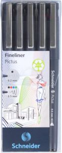 Schneider fineliner Pictus etui van 5 stuks assorti